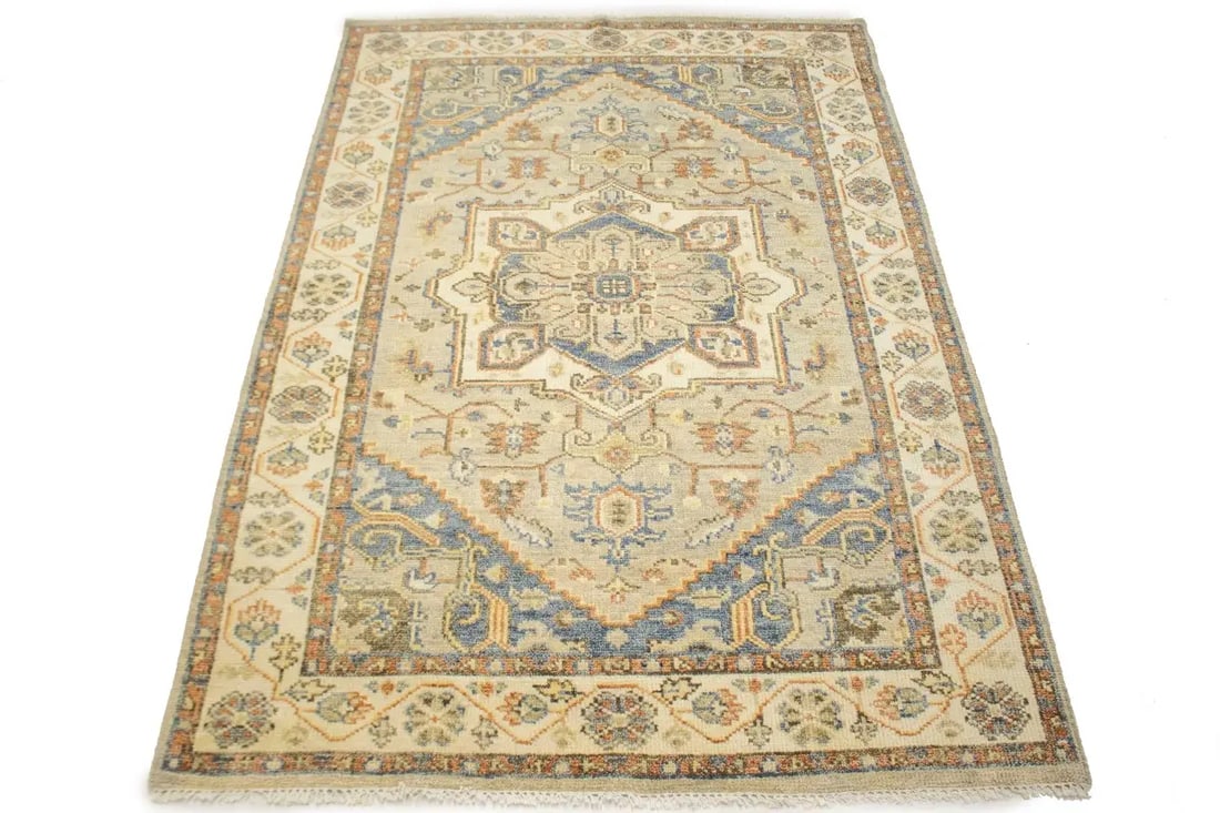 Cream/Beige Tribal 6X9 Heriz Serapi Oriental Rug - 3