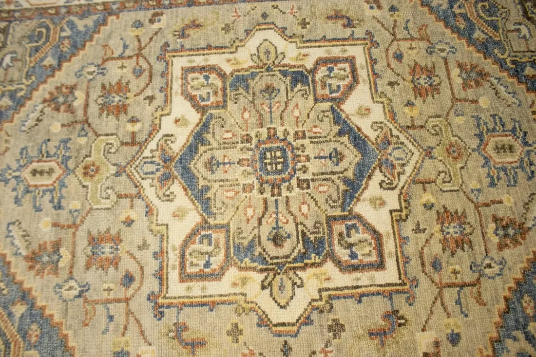 Cream/Beige Tribal 6X9 Heriz Serapi Oriental Rug - 7