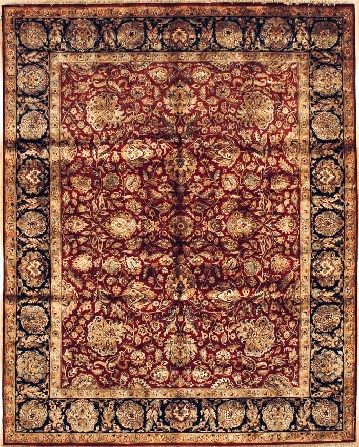 Hand Knotted Jaipur Red Navy Wool Oriental Area Rug Carpet 8' x 10': Title:Hand Knotted Jaipur Red Navy Wool Oriental Area Rug Carpet 8' x 10' Description:* Rug Number: 36127 * Country of Origin: India * Style, Design: Jaipur, Floral, All-Over * Size (Ft): 8' x 10' * C
