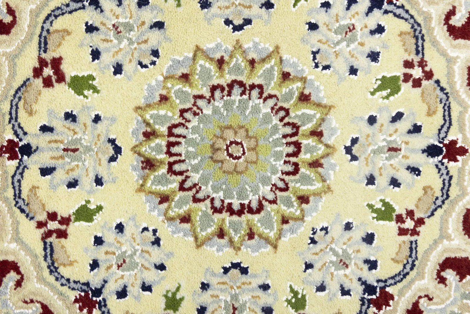 Dark Navy Floral 7X7 Indo-Nain Oriental Round Rug - 8