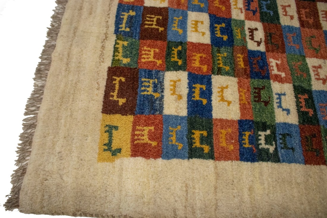 Border Checker Tribal 2'6X3'8 Gabbeh Persian Rug - 10