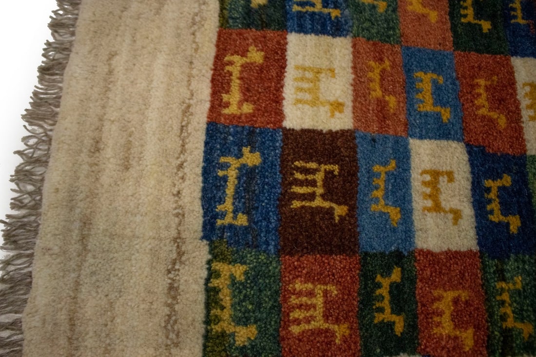 Border Checker Tribal 2'6X3'8 Gabbeh Persian Rug - 11