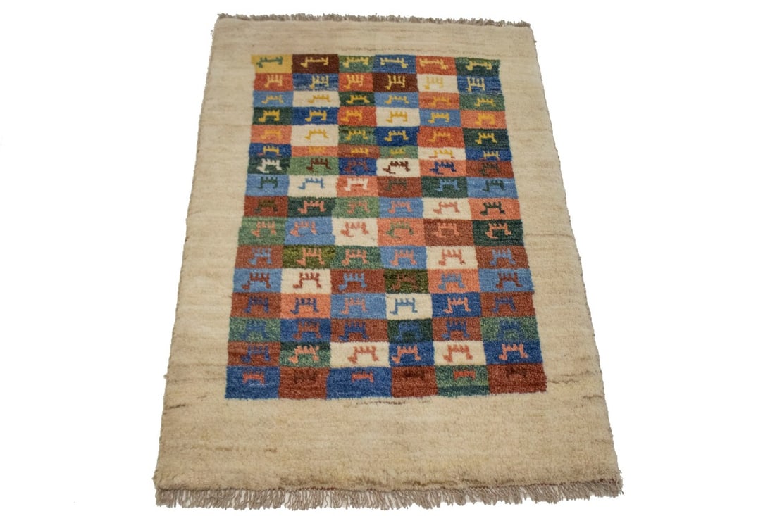 Border Checker Tribal 2'6X3'8 Gabbeh Persian Rug - 12