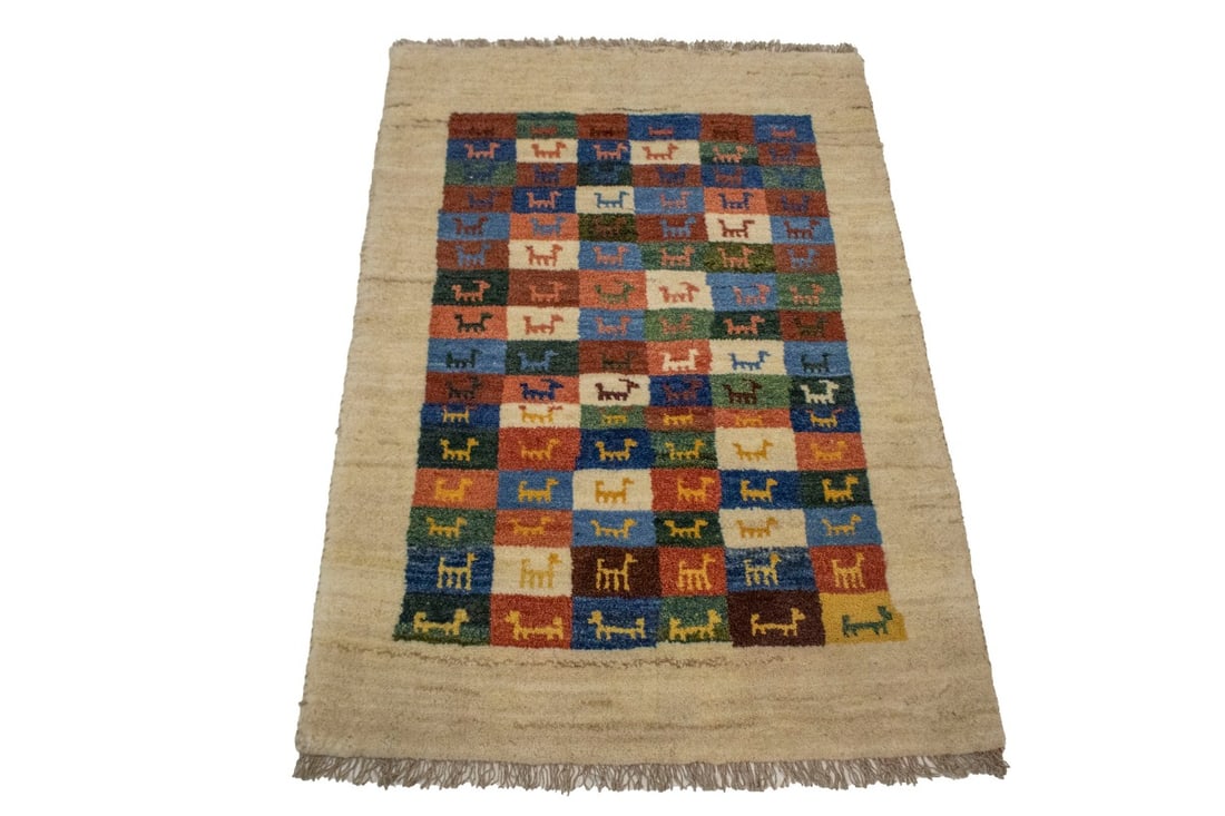 Border Checker Tribal 2'6X3'8 Gabbeh Persian Rug - 2