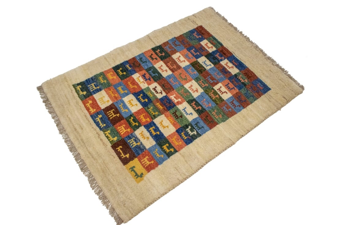 Border Checker Tribal 2'6X3'8 Gabbeh Persian Rug - 3