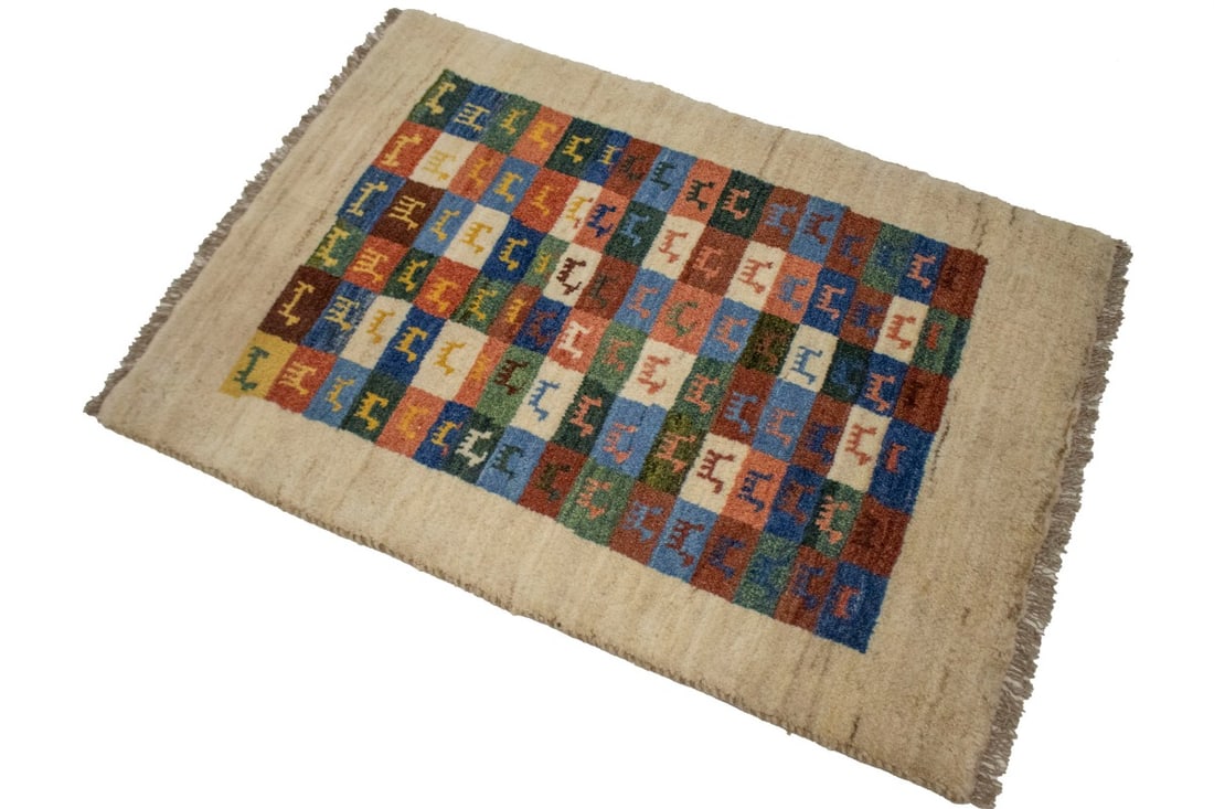 Border Checker Tribal 2'6X3'8 Gabbeh Persian Rug - 4