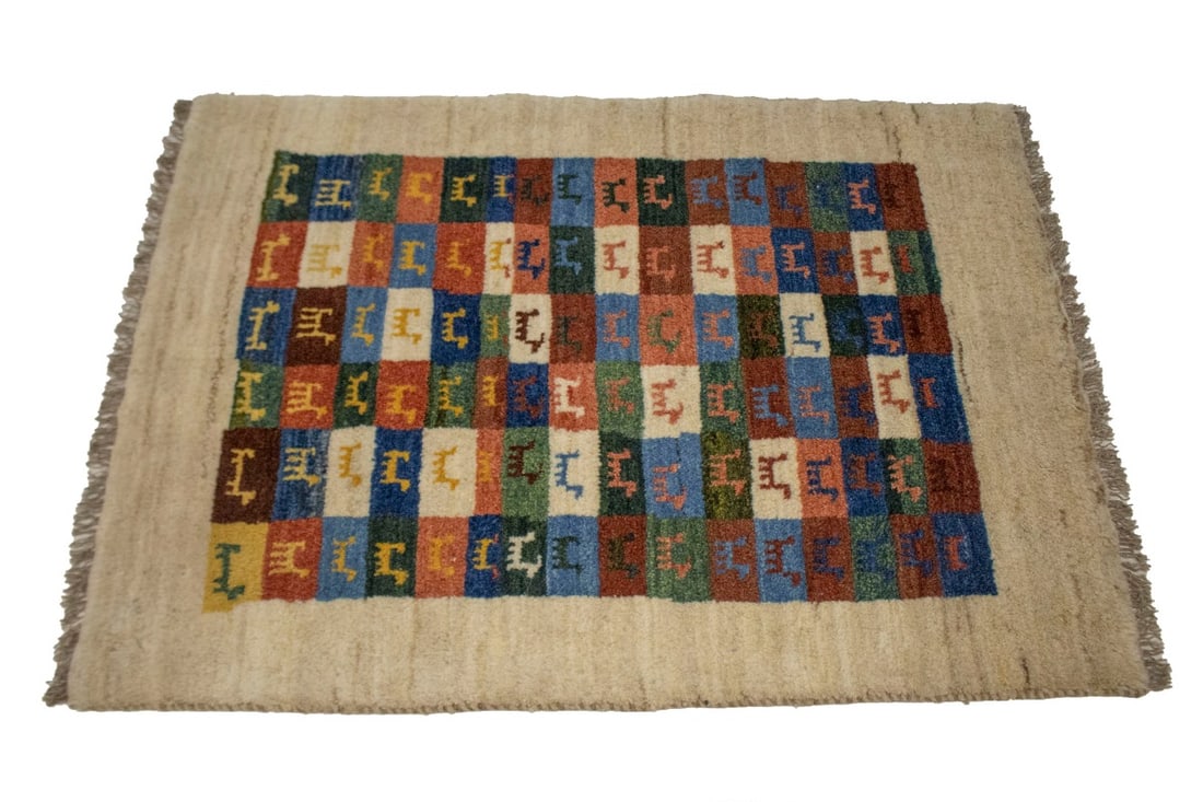 Border Checker Tribal 2'6X3'8 Gabbeh Persian Rug - 5