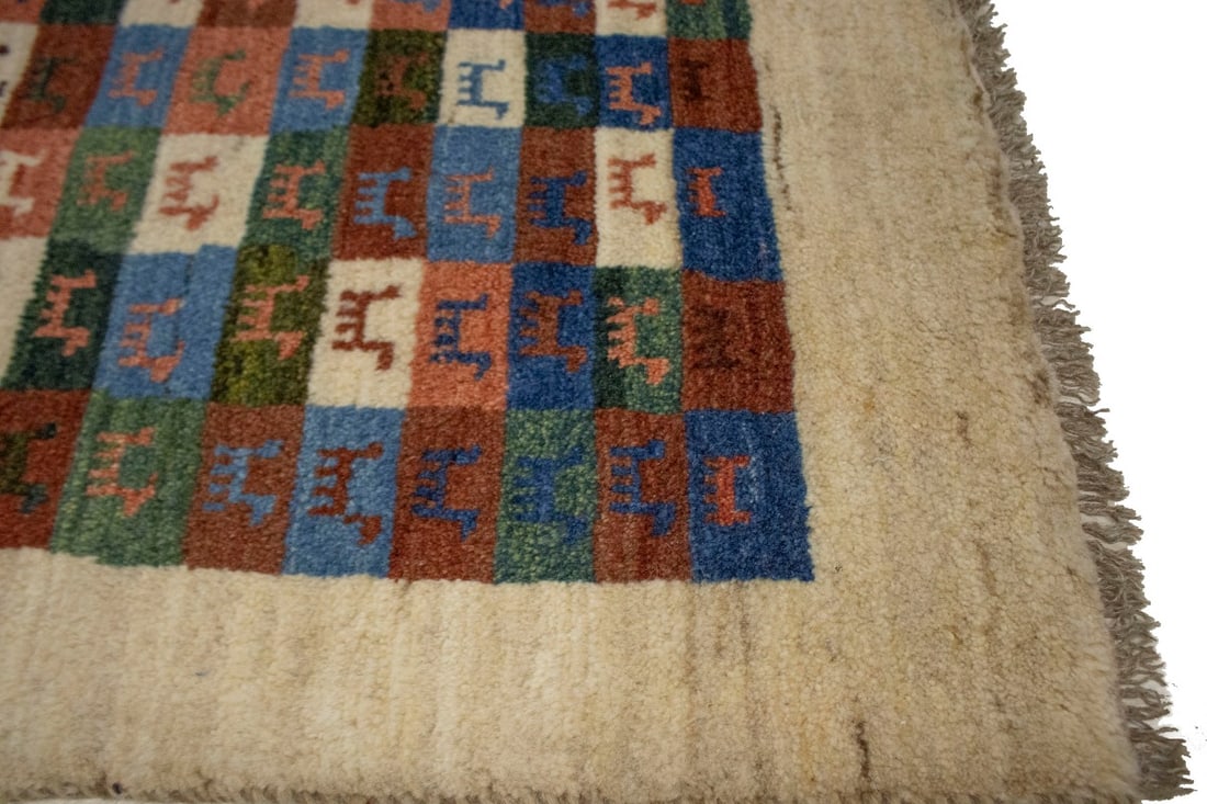 Border Checker Tribal 2'6X3'8 Gabbeh Persian Rug - 8