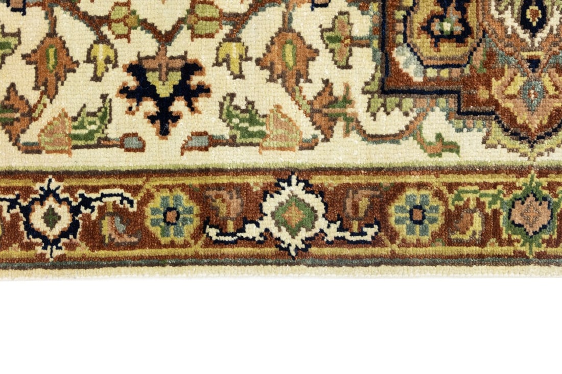 Cream Geometric 3X10 Heriz Serapi Oriental Runner Rug - 12
