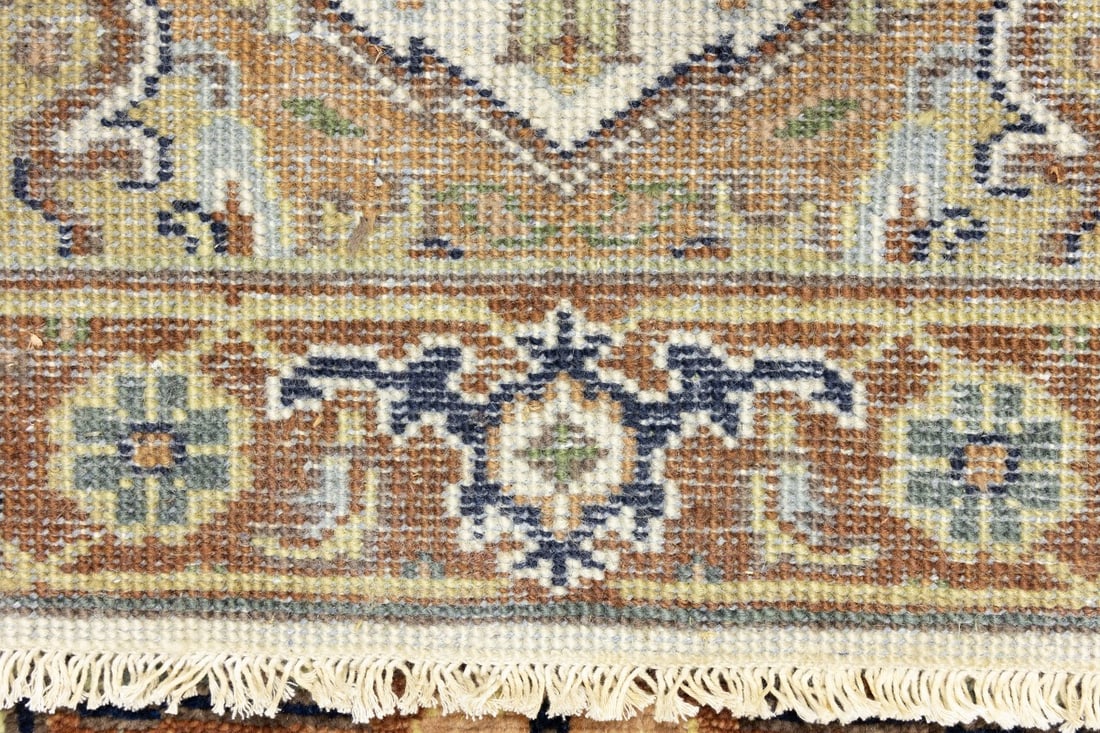 Cream Geometric 3X10 Heriz Serapi Oriental Runner Rug - 18