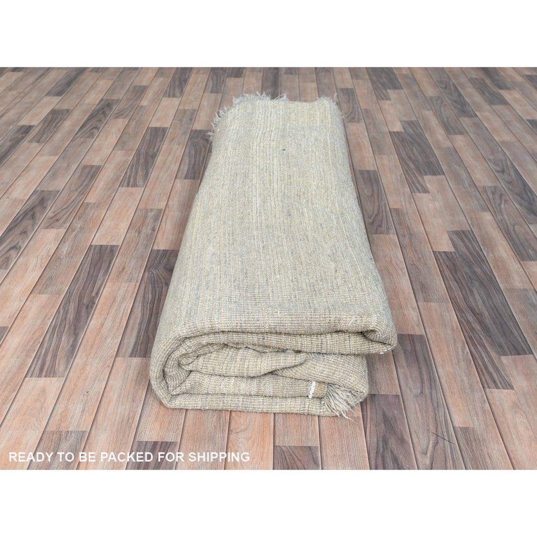 Blueish Gray, Shag Flokati Greek Style, Natural Wool Hand Knotted Rug - 10