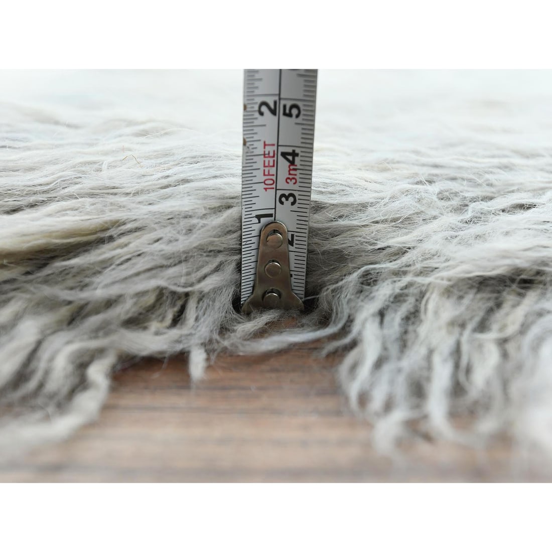Blueish Gray, Shag Flokati Greek Style, Natural Wool Hand Knotted Rug - 11