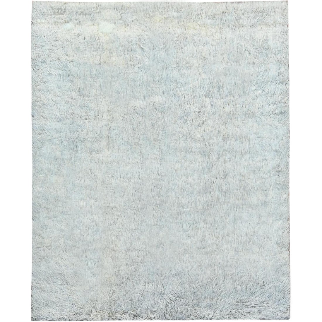 Blueish Gray, Shag Flokati Greek Style, Natural Wool Hand Knotted Rug: Title: Blueish Gray, Shag Flokati Greek Style, Natural Wool Hand Knotted Rug Description:This is a truly genuine one-of-a-kind. It has been Knotted for months and months in the centuries-old weaving