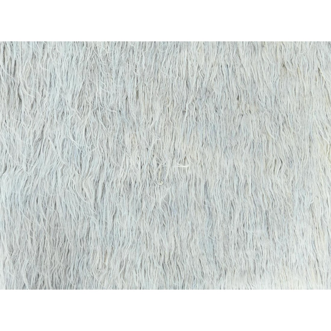 Blueish Gray, Shag Flokati Greek Style, Natural Wool Hand Knotted Rug - 9