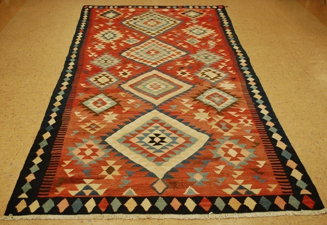 CAUCASIAN KILIM 5.2x11.2: Title: CAUCASIAN KILIM 5.2x11.2 Description:ANTIQUE VERY FINE WOVEN CAUCASIAN KILIM FLAT WOVEN RUG COLORFUL SHIRVAN_KAZAK DESIGN..with exact and very rare size of 5' 2" x 11' 2" colors including
