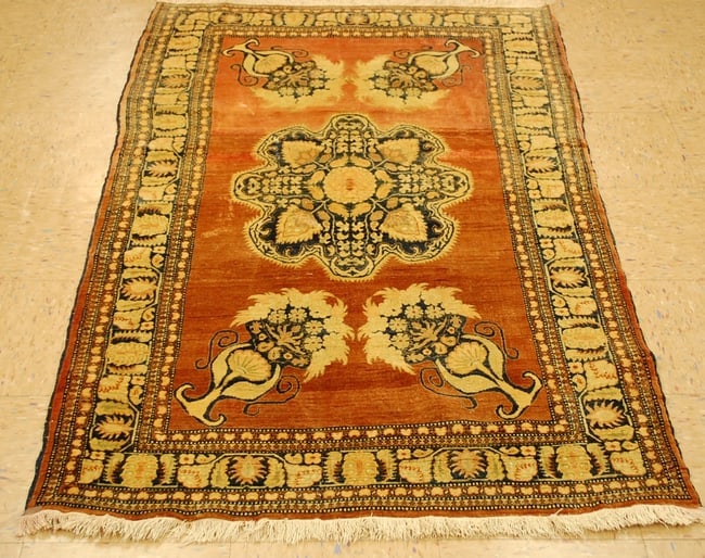 Persian TABRIZ RUG 3.4x5.7: Title: Persian TABRIZ RUG 3.4x5.7 Description:OLD,ANTIQUE TRUE BEAUTY_DETAILED VERY RARE SILK FOUNDATION Persian TABRIZ HAJI JALILI ORIENTAL RUG..size is 3' 4" x 5' 7" ...HIGH KPSI.......Wonderful