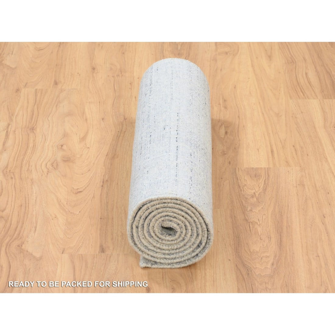 Gray, Jacquard Hand Loomed, Wool and Plant Based Silk, Runner Rug - 6