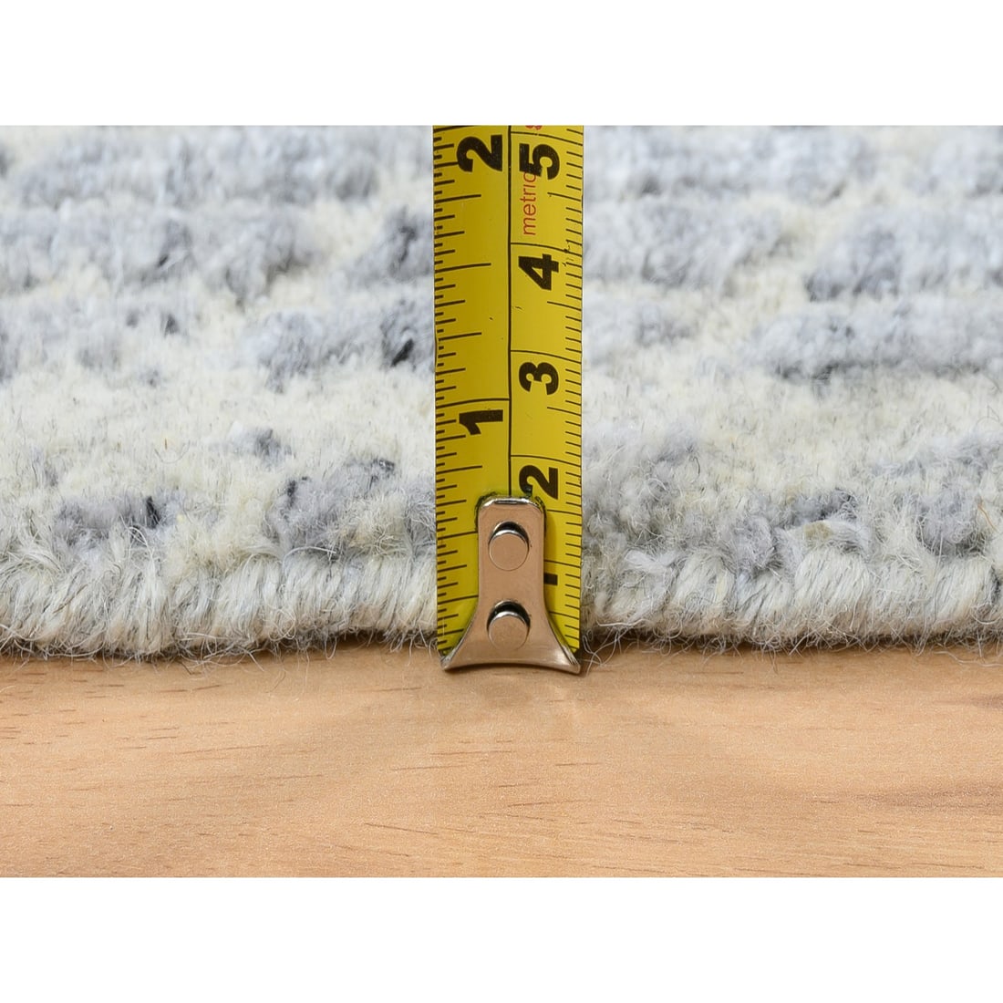 Gray, Jacquard Hand Loomed, Wool and Plant Based Silk, Runner Rug - 7