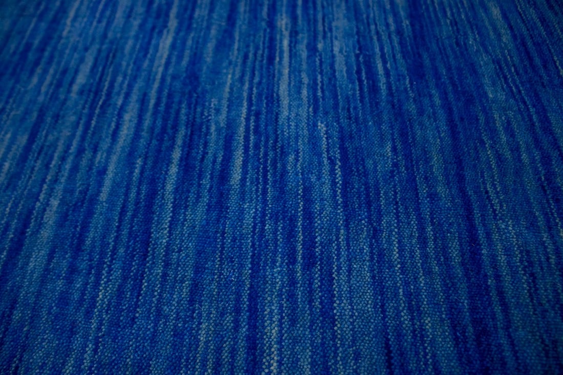 Solid Blue 6X6 Oriental Modern Round Rug - 7