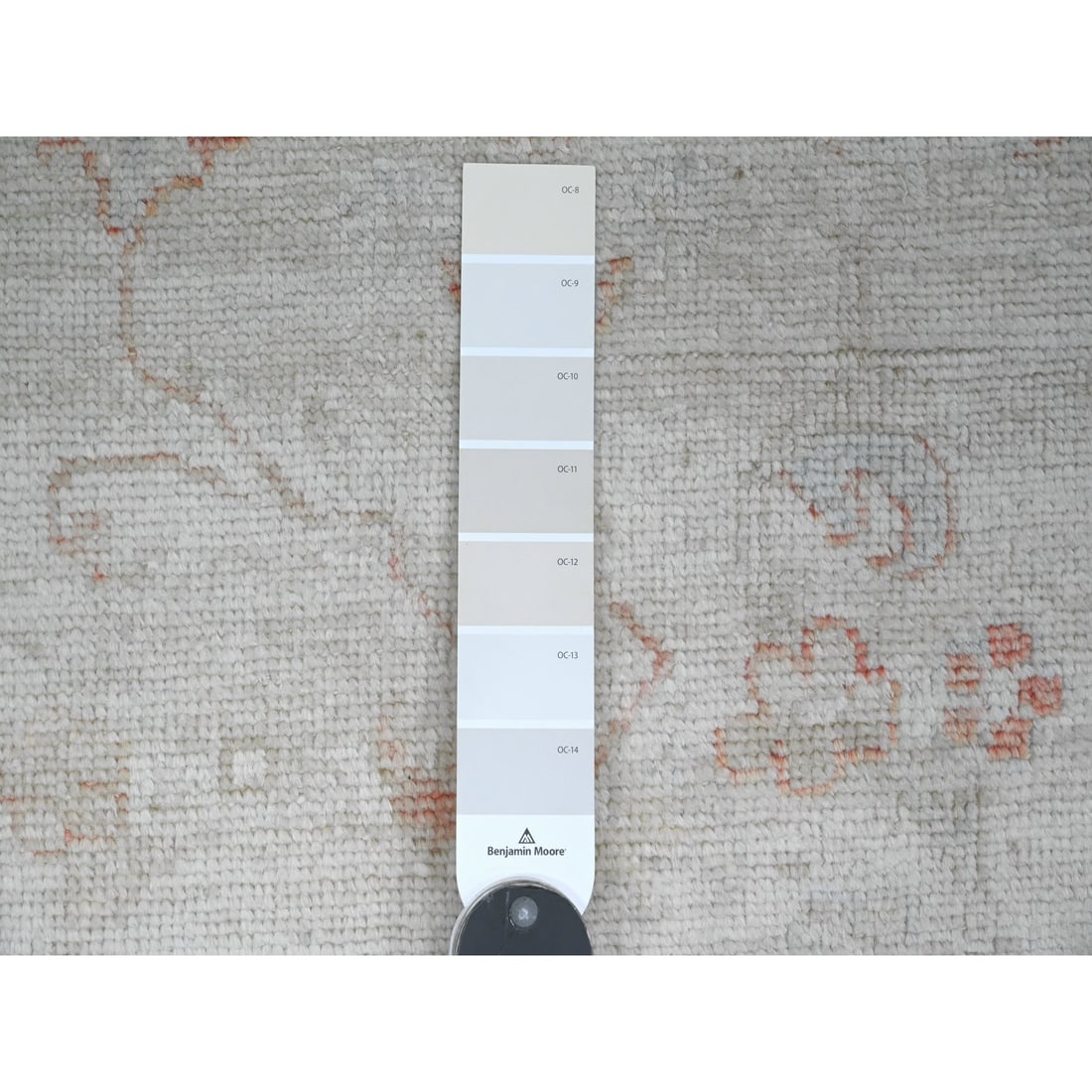 Bone White Leaf Motif Angora Oushak Hand Knotted All Wool Oriental Rug - 3