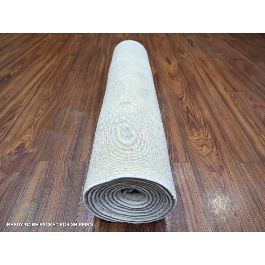 Daisy White Washed Out Peshawar Wool Hand Knotted Runner Oriental Rug - 4
