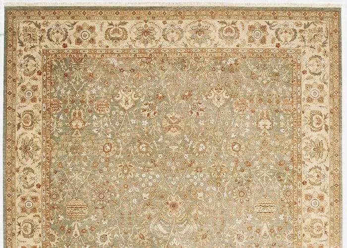 Hand Knotted Indo-Tabriz Sage Green Wool New Oriental Rug Carpet 8'11" x 11'8" - 4