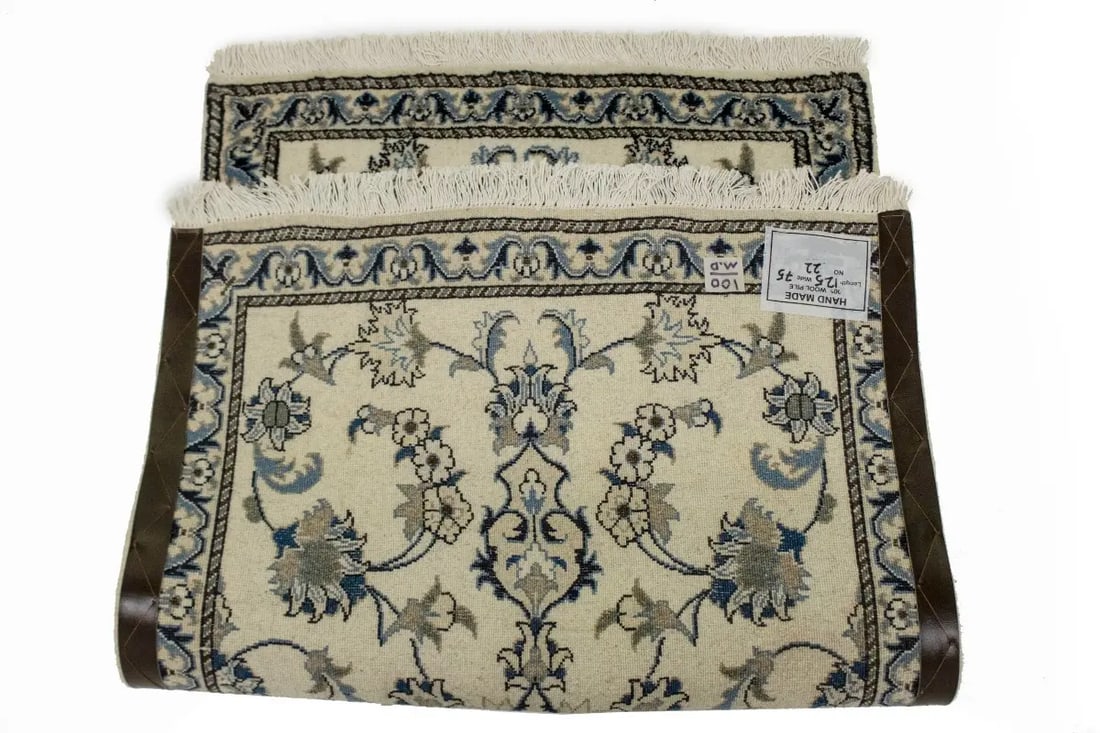 Cream Floral Classic 2'5X4'3 Nain Persian Rug - 13