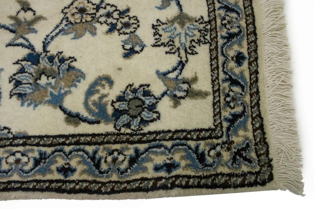Cream Floral Classic 2'5X4'3 Nain Persian Rug - 8