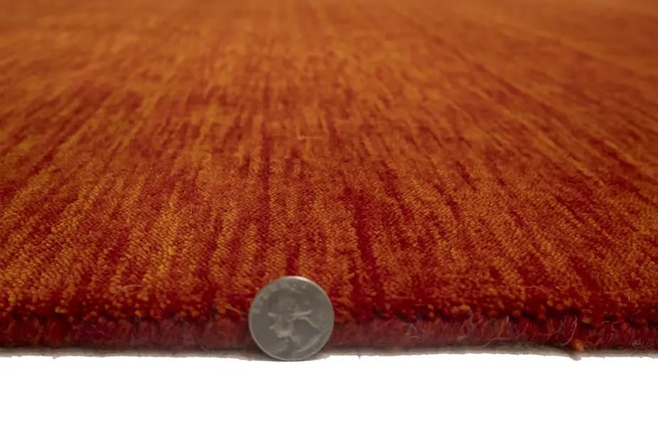 Orange Red Modern Solid 6X6 Gabbeh Oriental Square Rug - 12