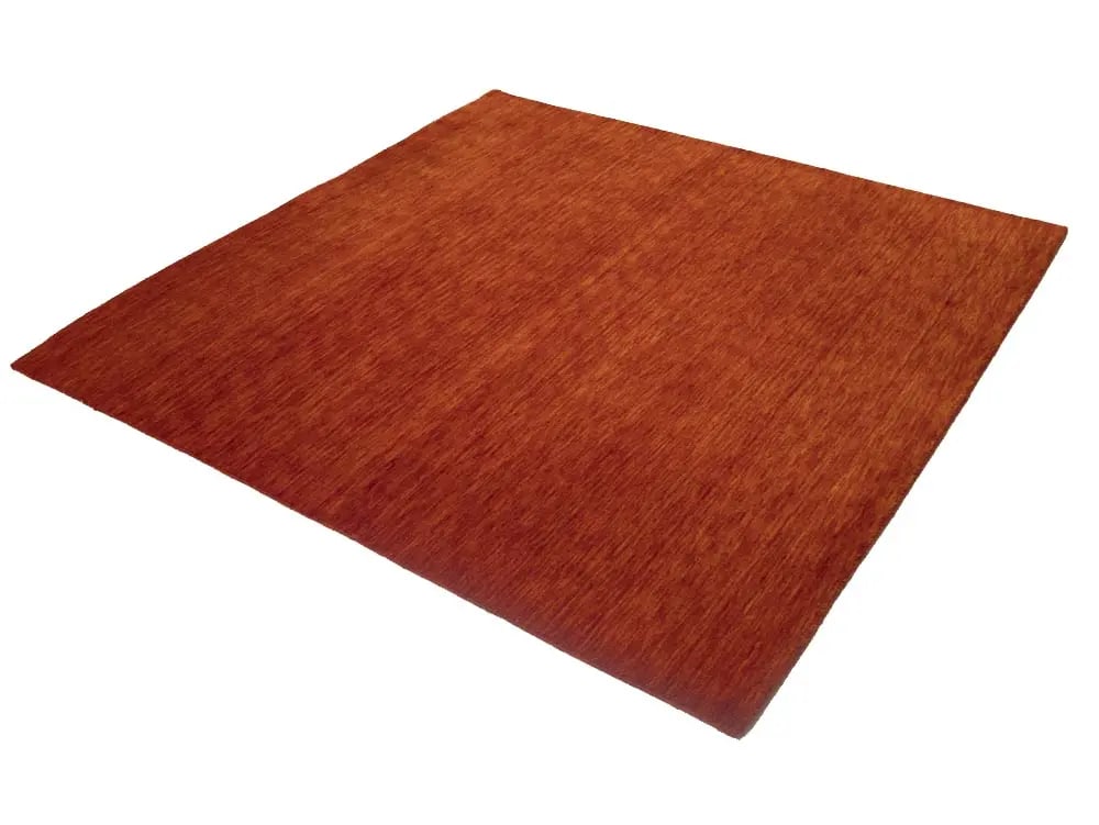 Orange Red Modern Solid 6X6 Gabbeh Oriental Square Rug - 3
