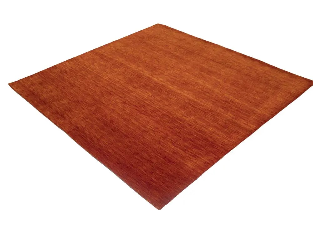 Orange Red Modern Solid 6X6 Gabbeh Oriental Square Rug - 4
