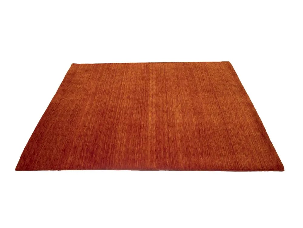 Orange Red Modern Solid 6X6 Gabbeh Oriental Square Rug - 5