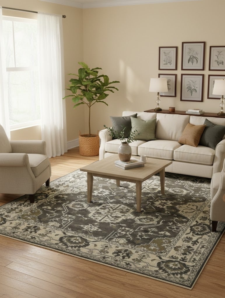 Brown Floral Casual 8X10 Oushak Chobi Oriental Rug - 2
