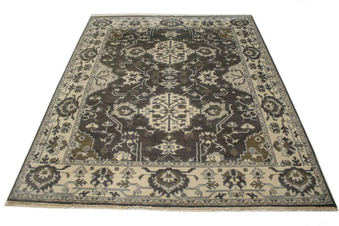 Brown Floral Casual 8X10 Oushak Chobi Oriental Rug - 3