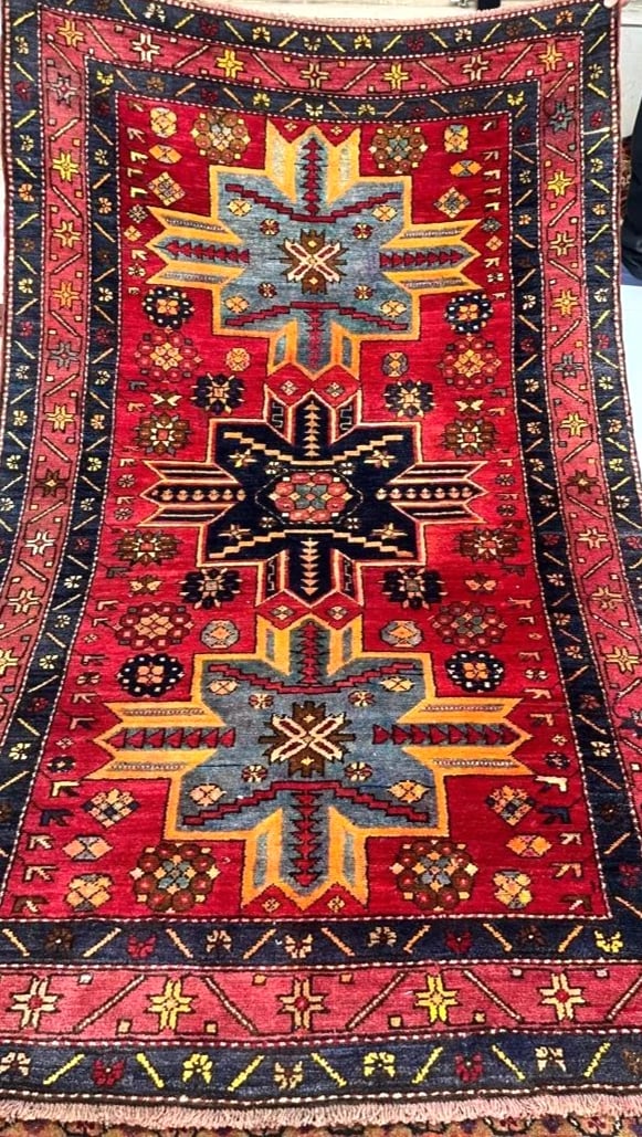 Hand Knotted Karabagh Tribal Wool Red Caucasian Oriental Rug 4'4" x 7" - 2