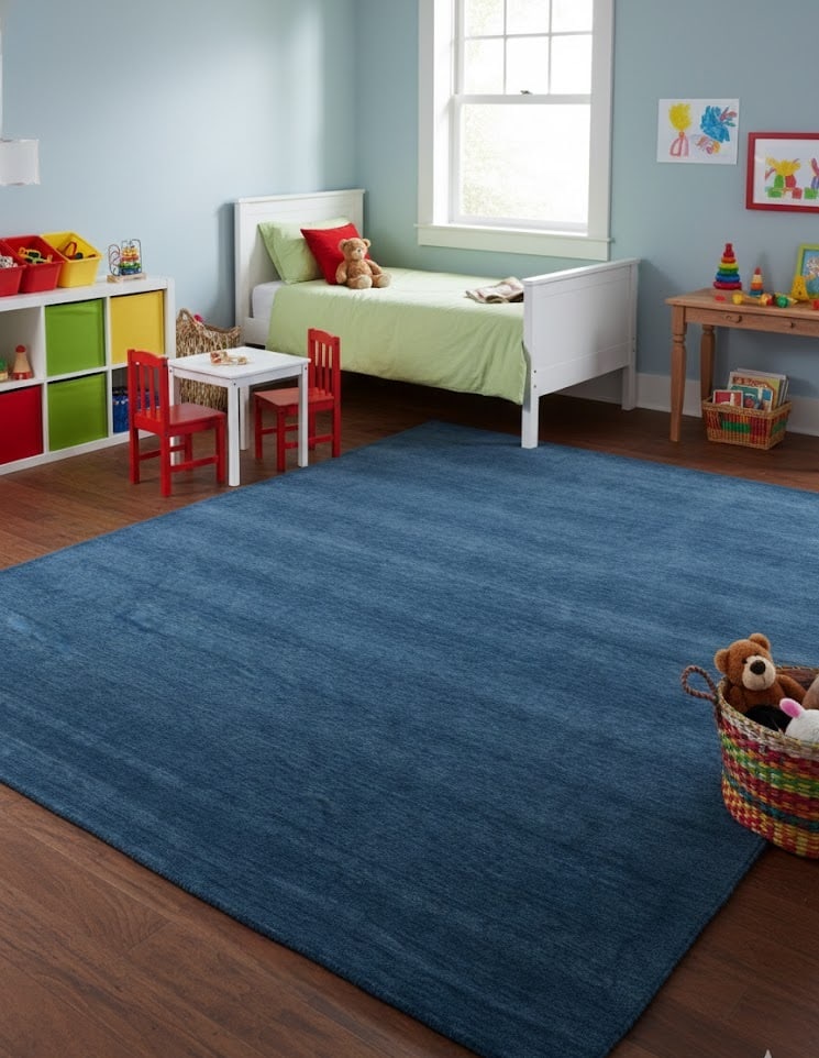 Steel Blue Modern Solid 9X12 Gabbeh Oriental Rug - 2