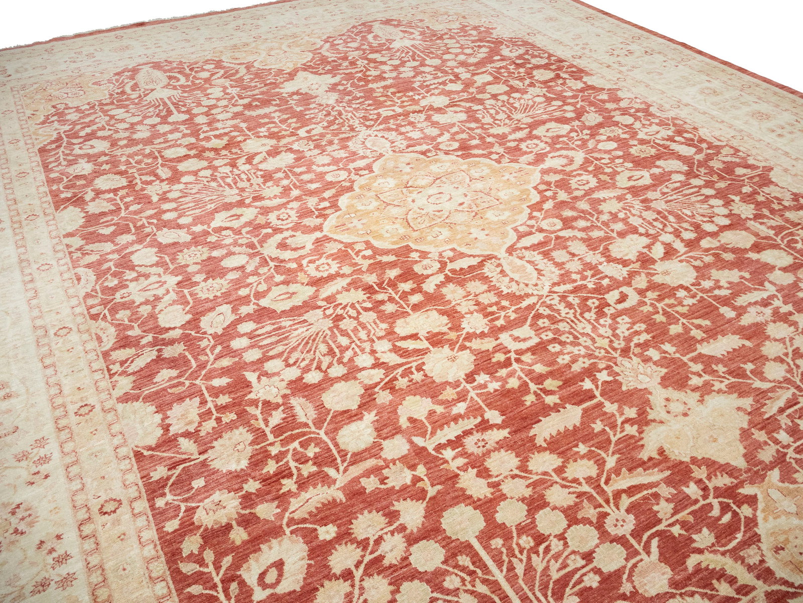 Red Floral 13X17 Oushak Peshawar Oriental Rug - 17