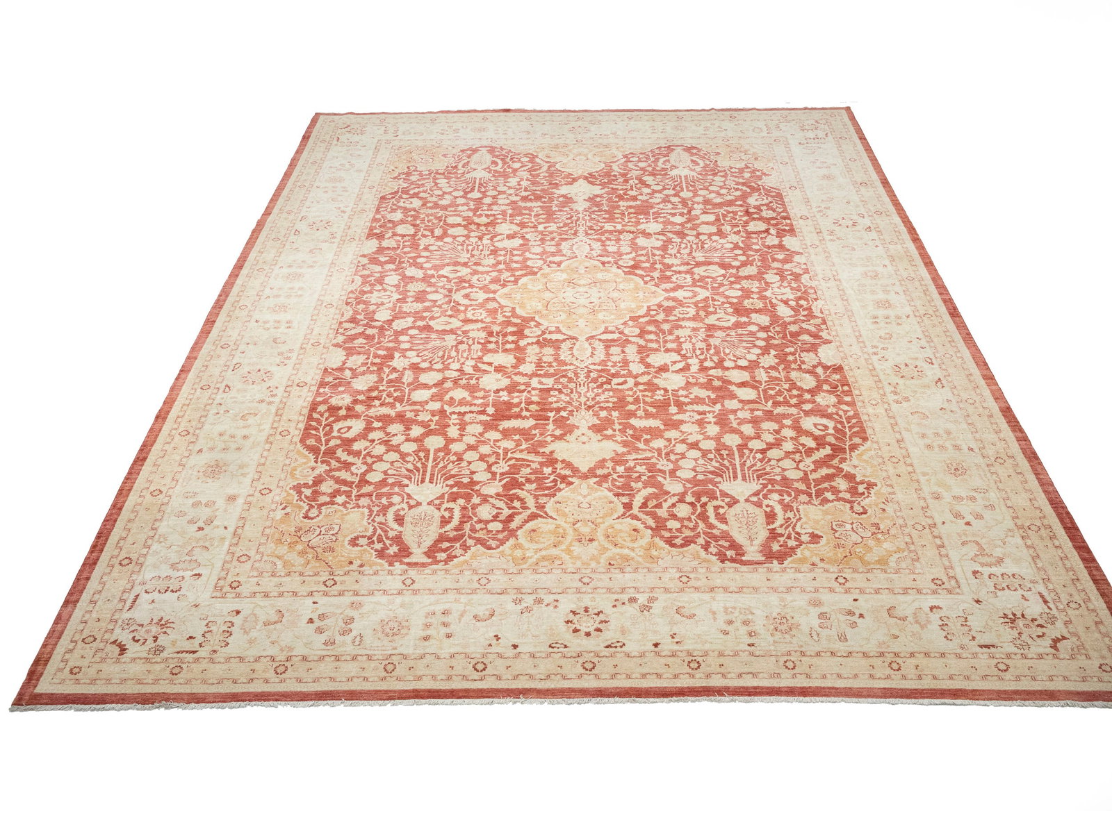 Red Floral 13X17 Oushak Peshawar Oriental Rug - 18