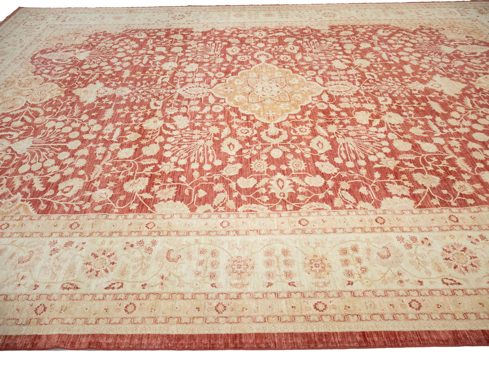 Red Floral 13X17 Oushak Peshawar Oriental Rug - 6