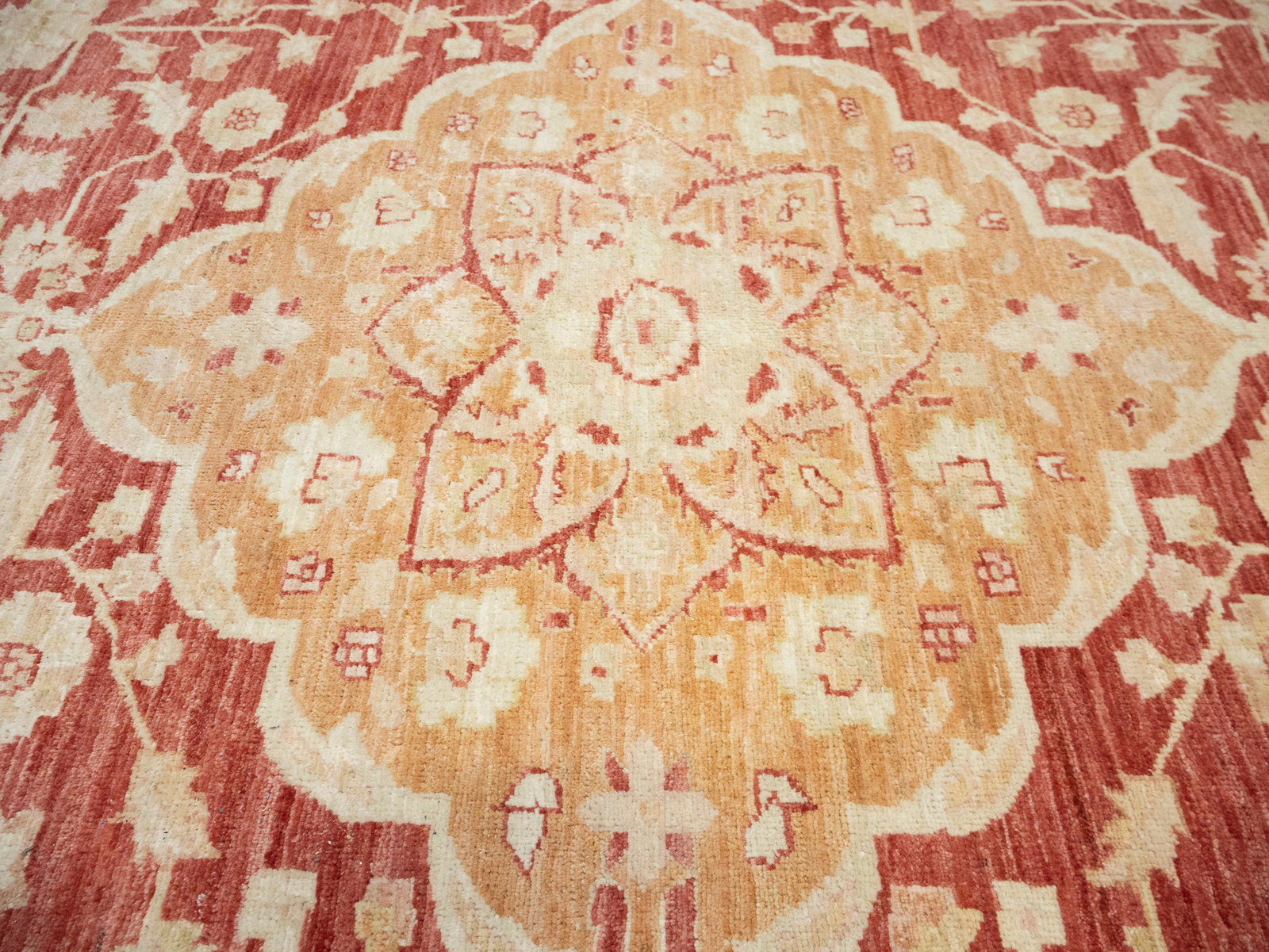 Red Floral 13X17 Oushak Peshawar Oriental Rug - 8