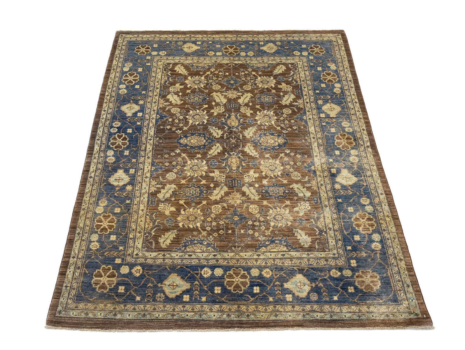 Brown Floral 4'9X6'3 Afghan Oriental Rug: Title: Brown Floral 4'9X6'3 Afghan Oriental Rug Description:Hand Knotted 4'9X6'3 brown Oriental rug made with vegetable dyes (fine wool pile and cotton foundation), superior knot count, and appealing