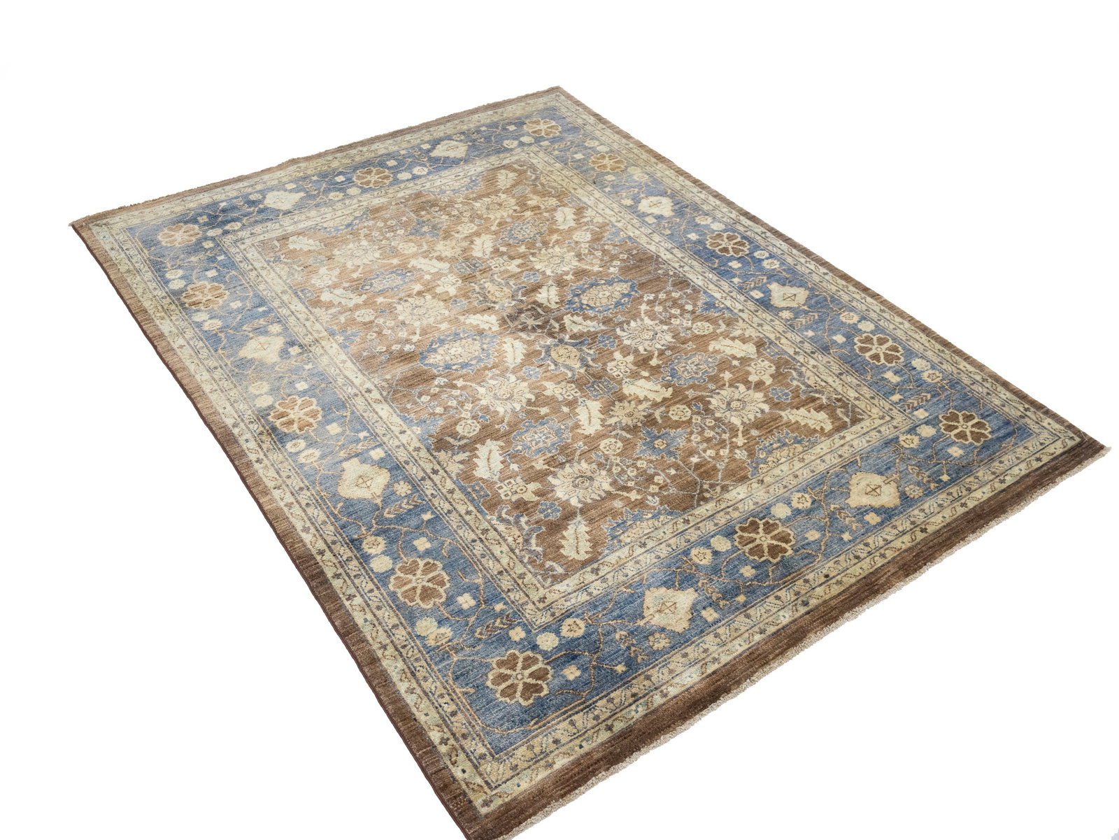 Brown Floral 4'9X6'3 Afghan Oriental Rug - 4