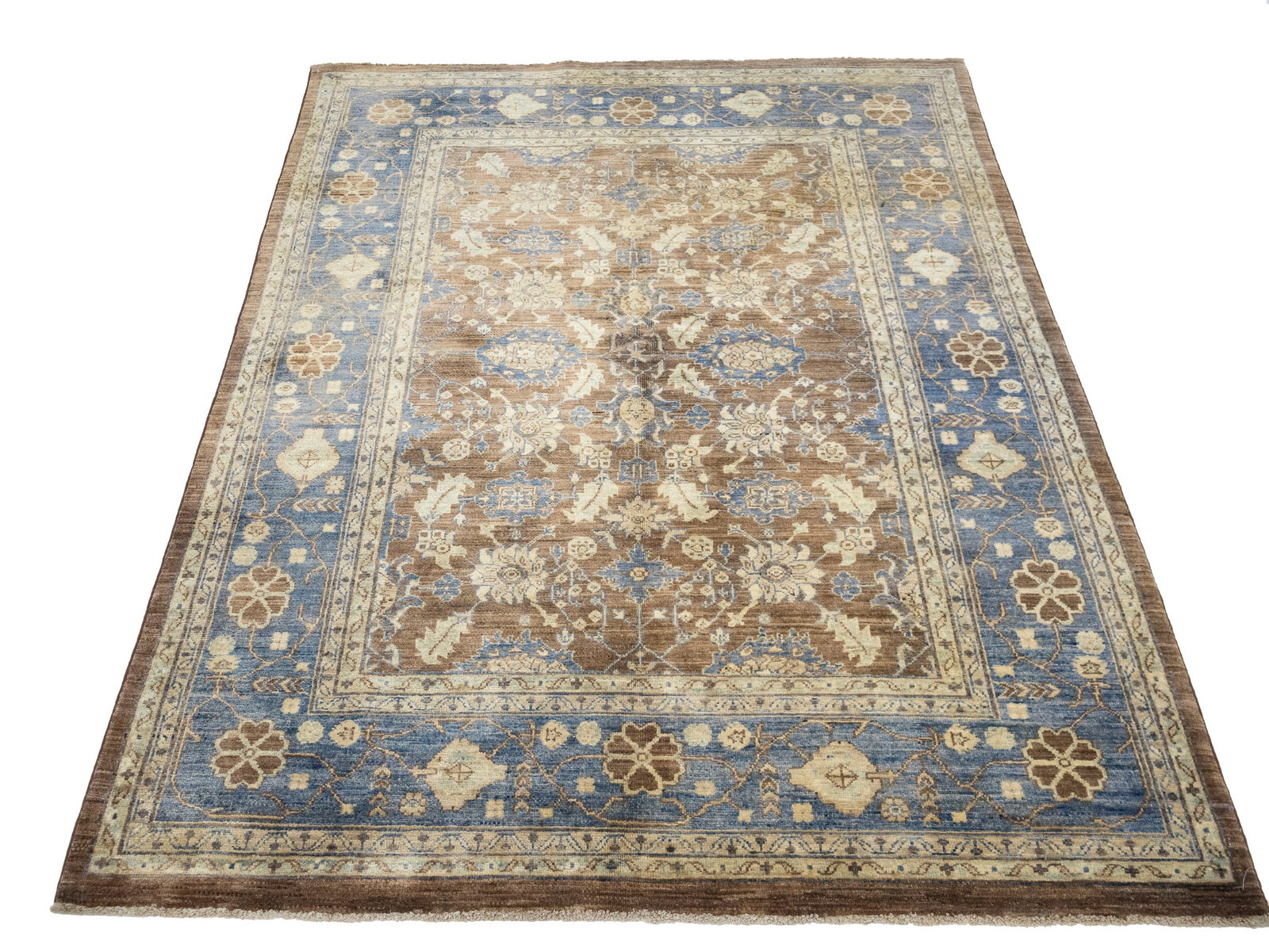 Brown Floral 4'9X6'3 Afghan Oriental Rug - 9