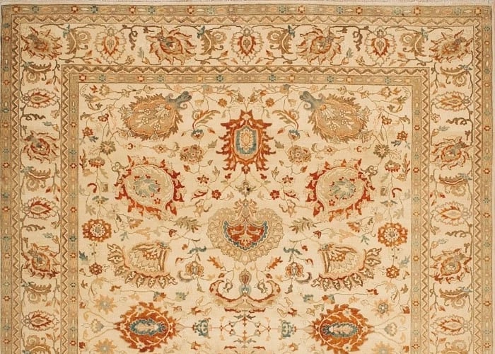 Hand Knotted Sultanabad Beige Wool Oriental Area Rug Carpet 9'1" x 12'2" - 4