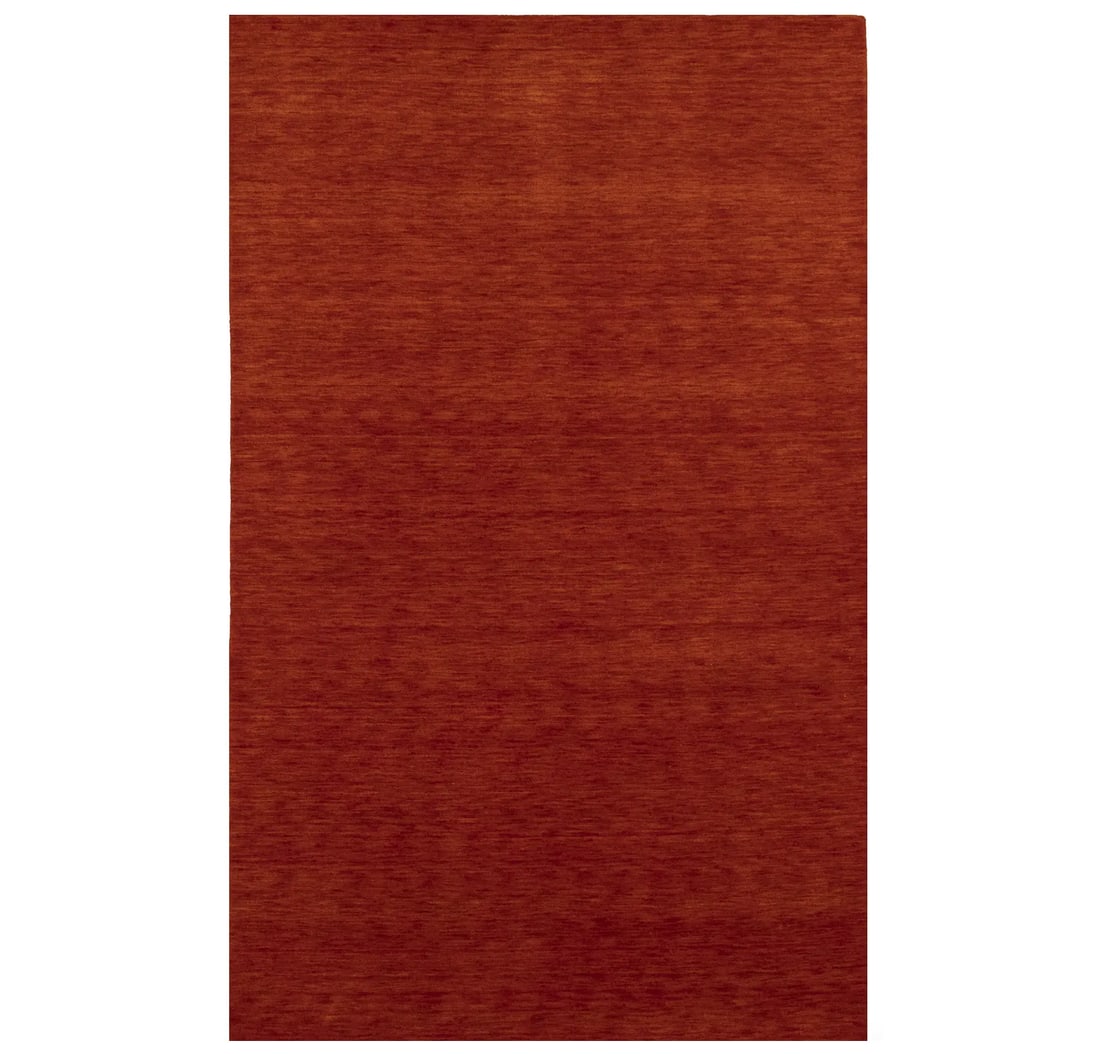 Orange Red Modern Solid 5X8 Gabbeh Oriental Rug: Title: Orange Red Modern Solid 5X8 Gabbeh Oriental Rug Description:This hand-loomed 5X8 Orange Red Oriental rug from India is characterized by a robust modern design and a rich Orange Red color. It is
