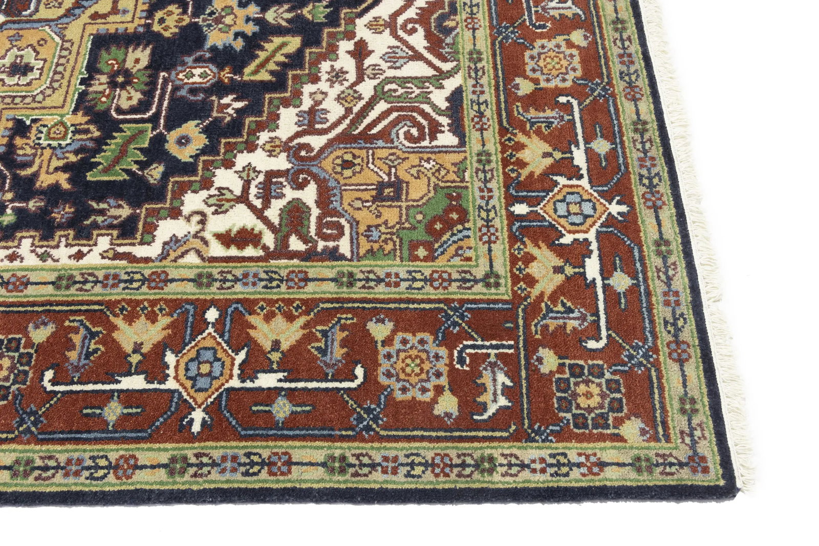 Dark Purple-navy Floral 8X10 Heriz Serapi Oriental Rug - 13