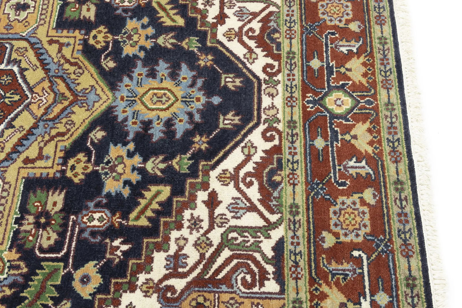 Dark Purple-navy Floral 8X10 Heriz Serapi Oriental Rug - 14