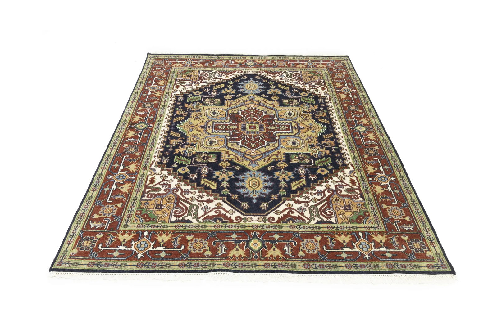 Dark Purple-navy Floral 8X10 Heriz Serapi Oriental Rug - 3