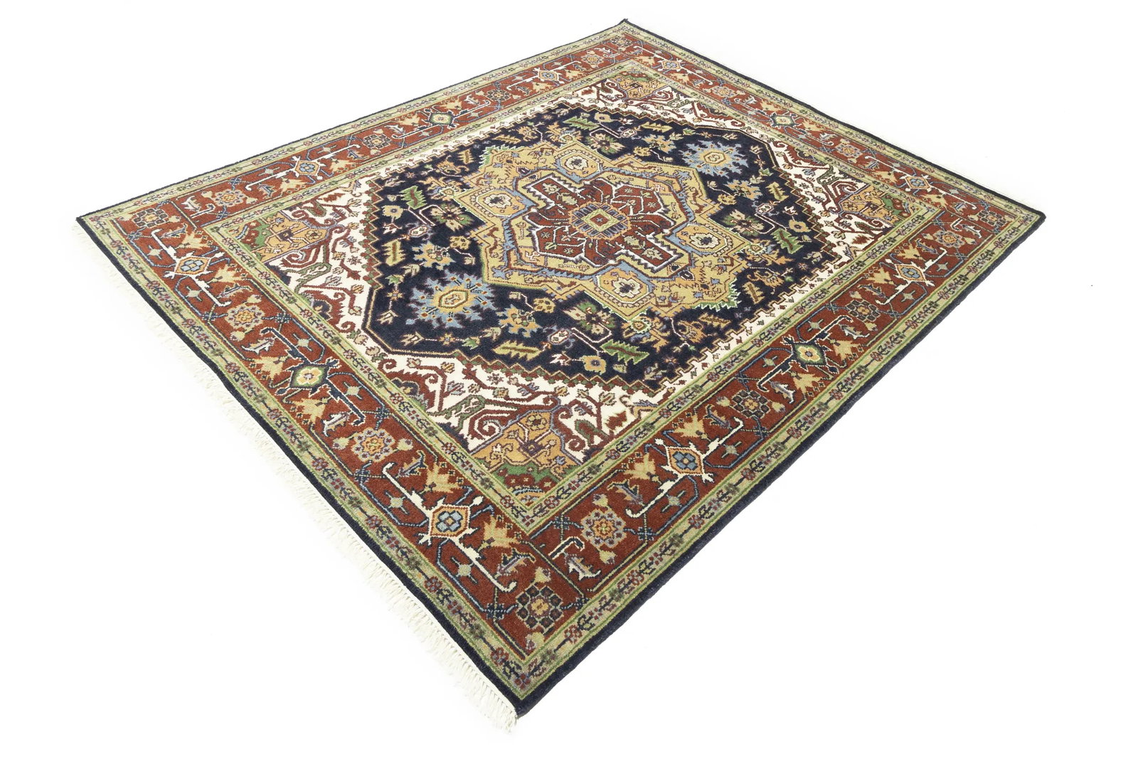 Dark Purple-navy Floral 8X10 Heriz Serapi Oriental Rug - 4