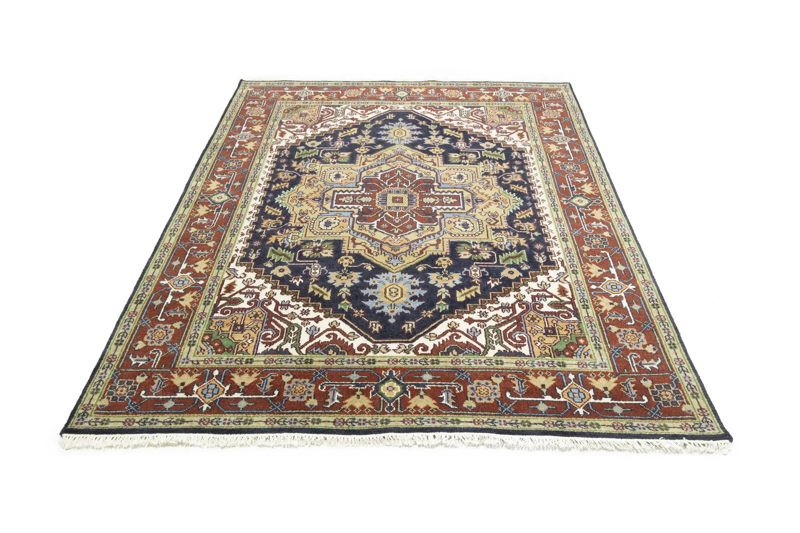 Dark Purple-navy Floral 8X10 Heriz Serapi Oriental Rug - 5